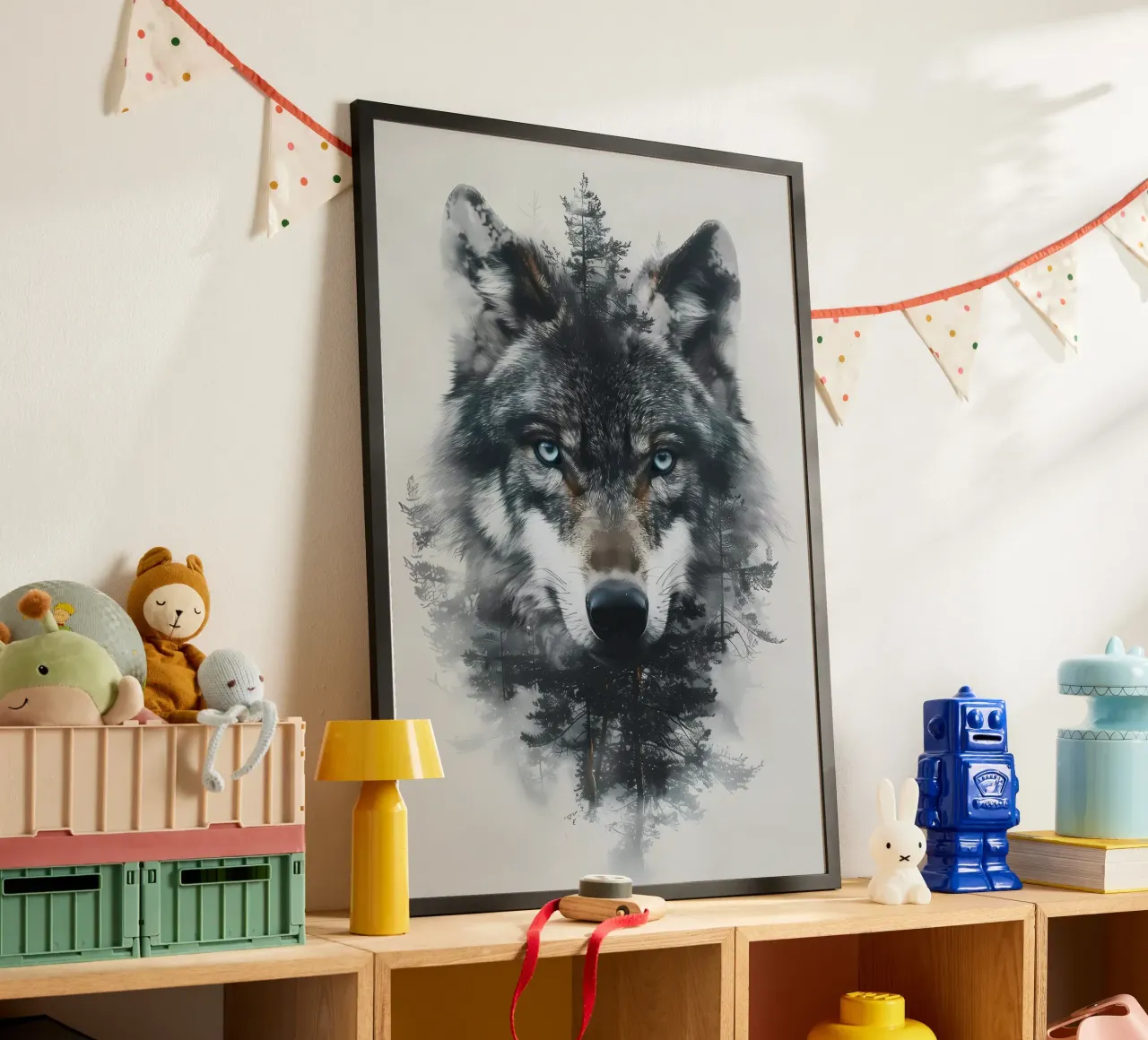 Animale lupo poster con telaio in alluminio da Pierre Walton