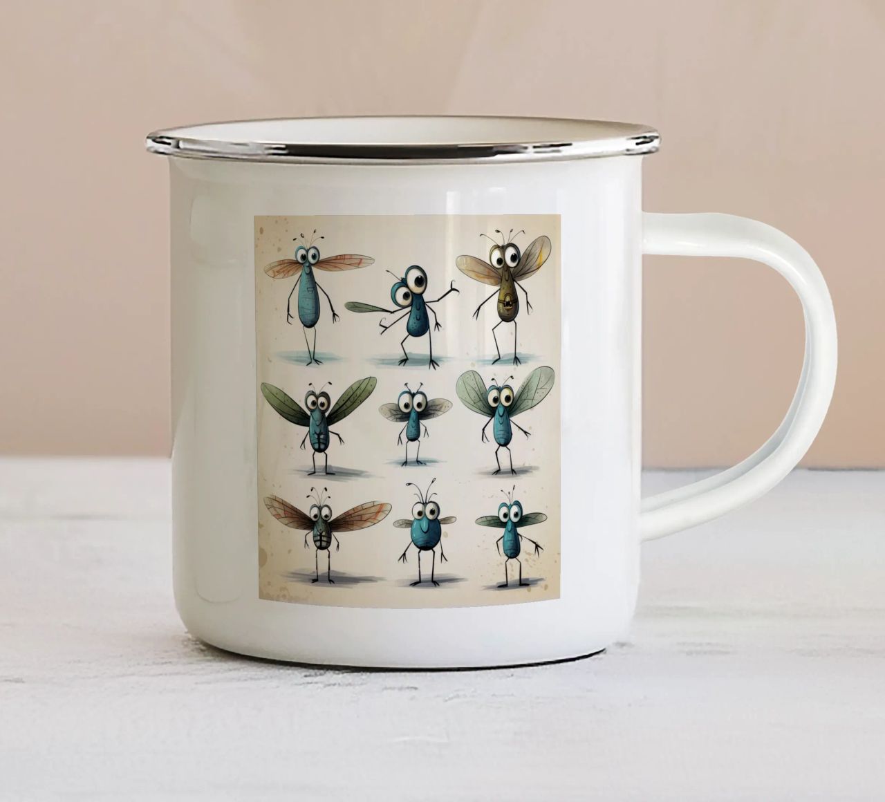 Gang di libellule retrò tazza in smalto da Funny Animals
