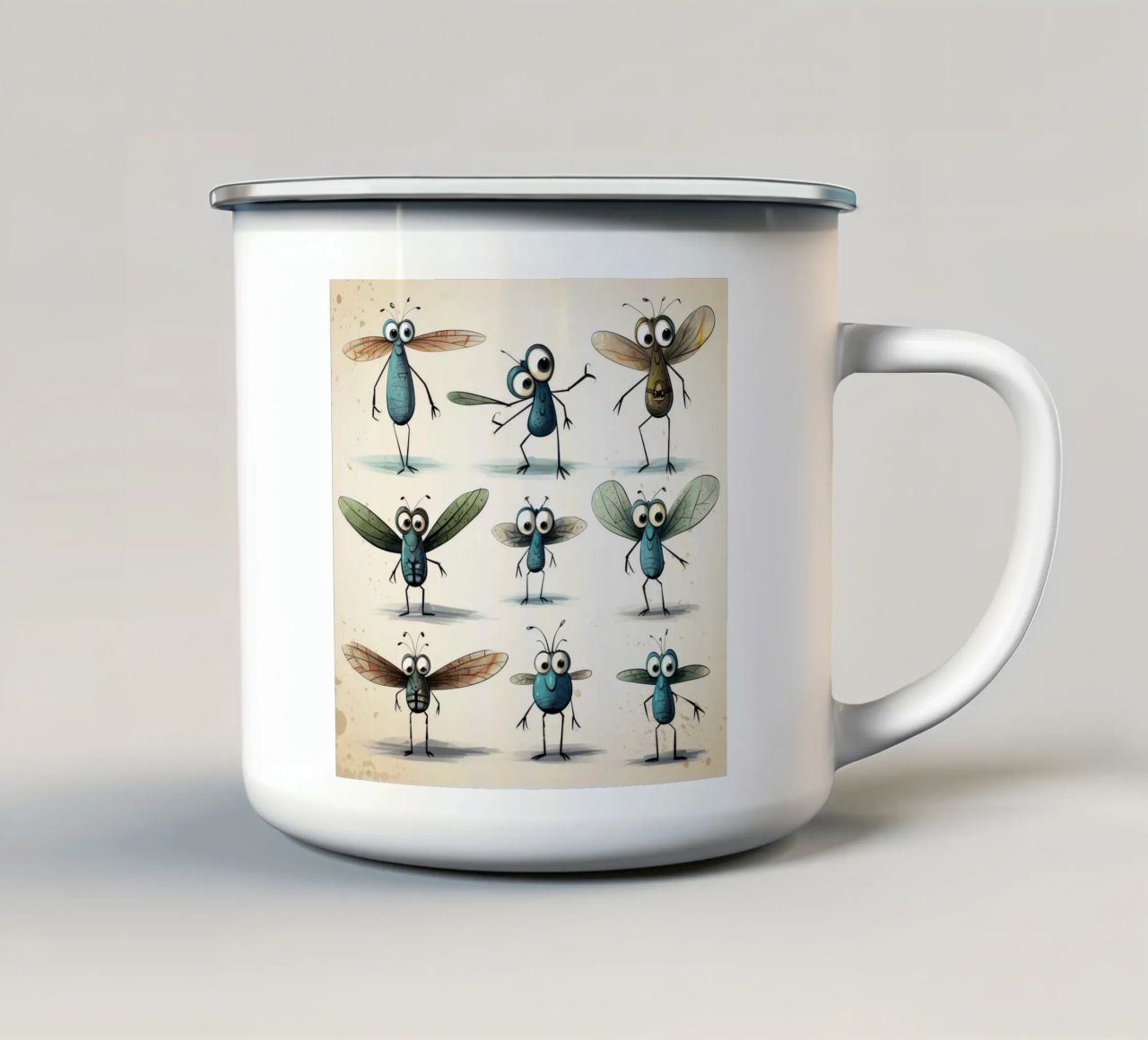 Gang di libellule retrò tazza in smalto da Funny Animals