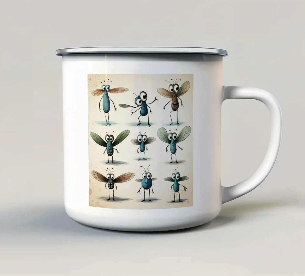 Retro Dragonfly Gang enamel mug by Funny Animals