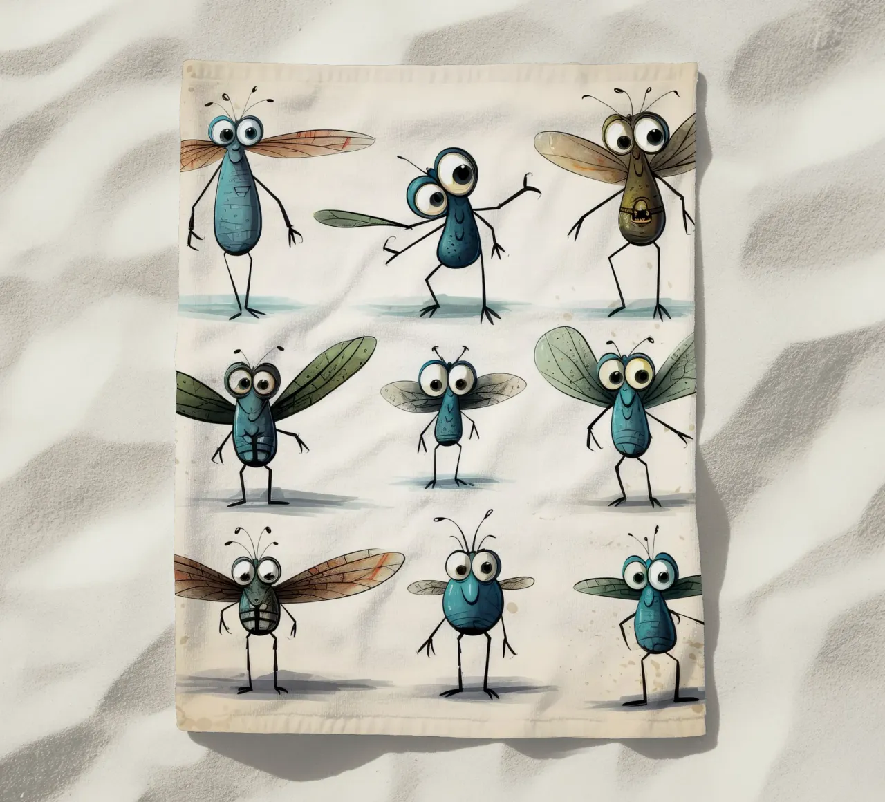 Gang di libellule retrò telo mare da Funny Animals