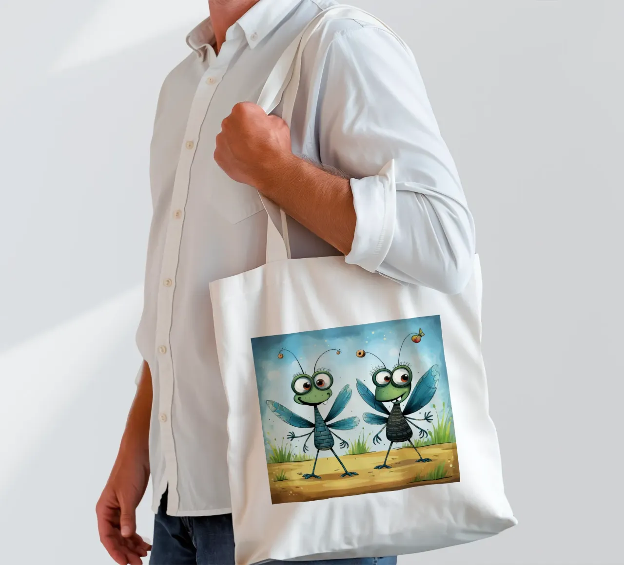 Retro Dragonfly Duo tote bag by Funny Animals