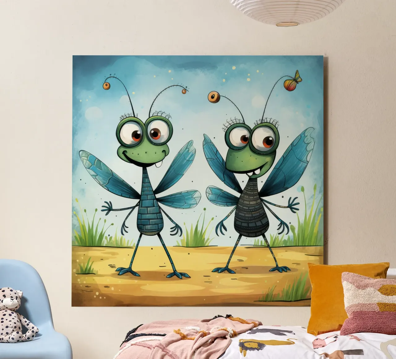 Duo di libellule retrò alluminio dibond da Funny Animals