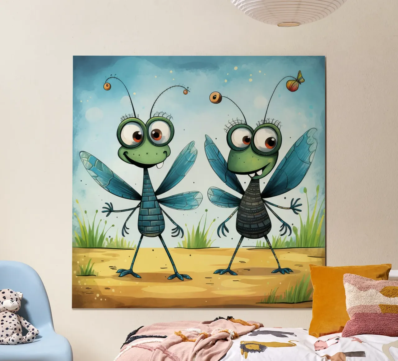 Duo di libellule retrò poster con telaio in alluminio da Funny Animals