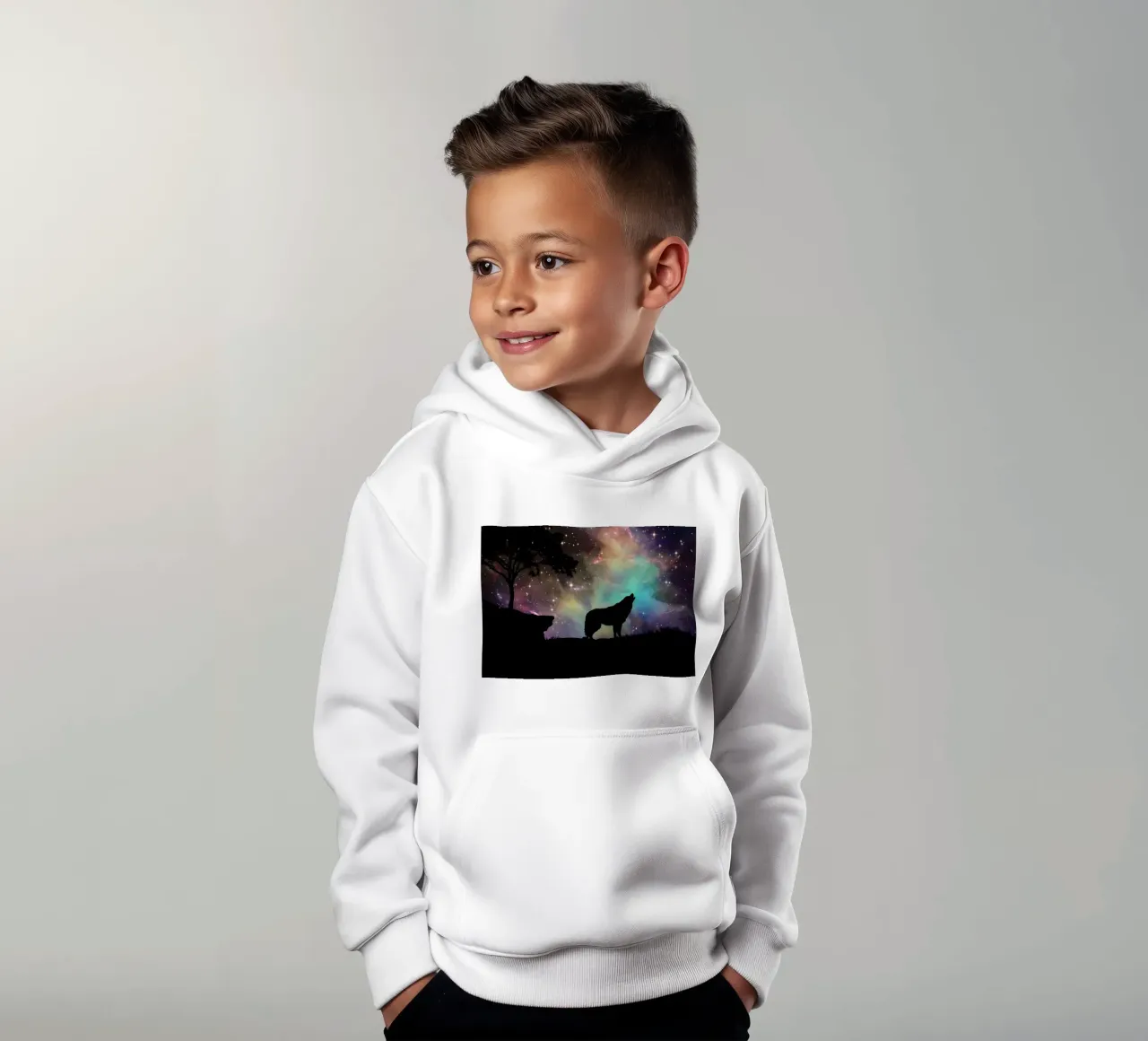 Animale lupo felpa bambino con cappuccio da Pierre Walton