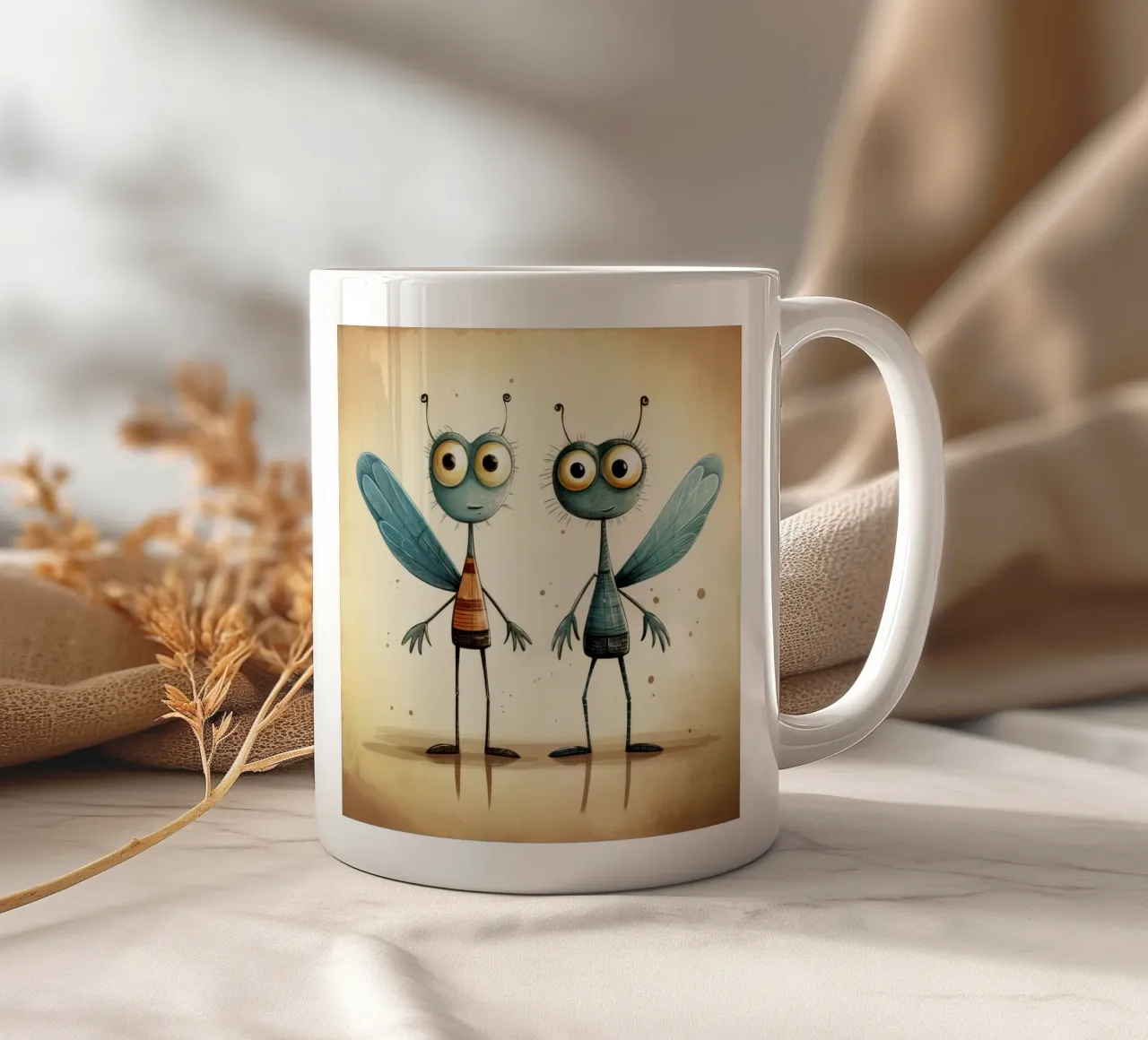 Duo di libellule retrò tazza in ceramica da Funny Animals