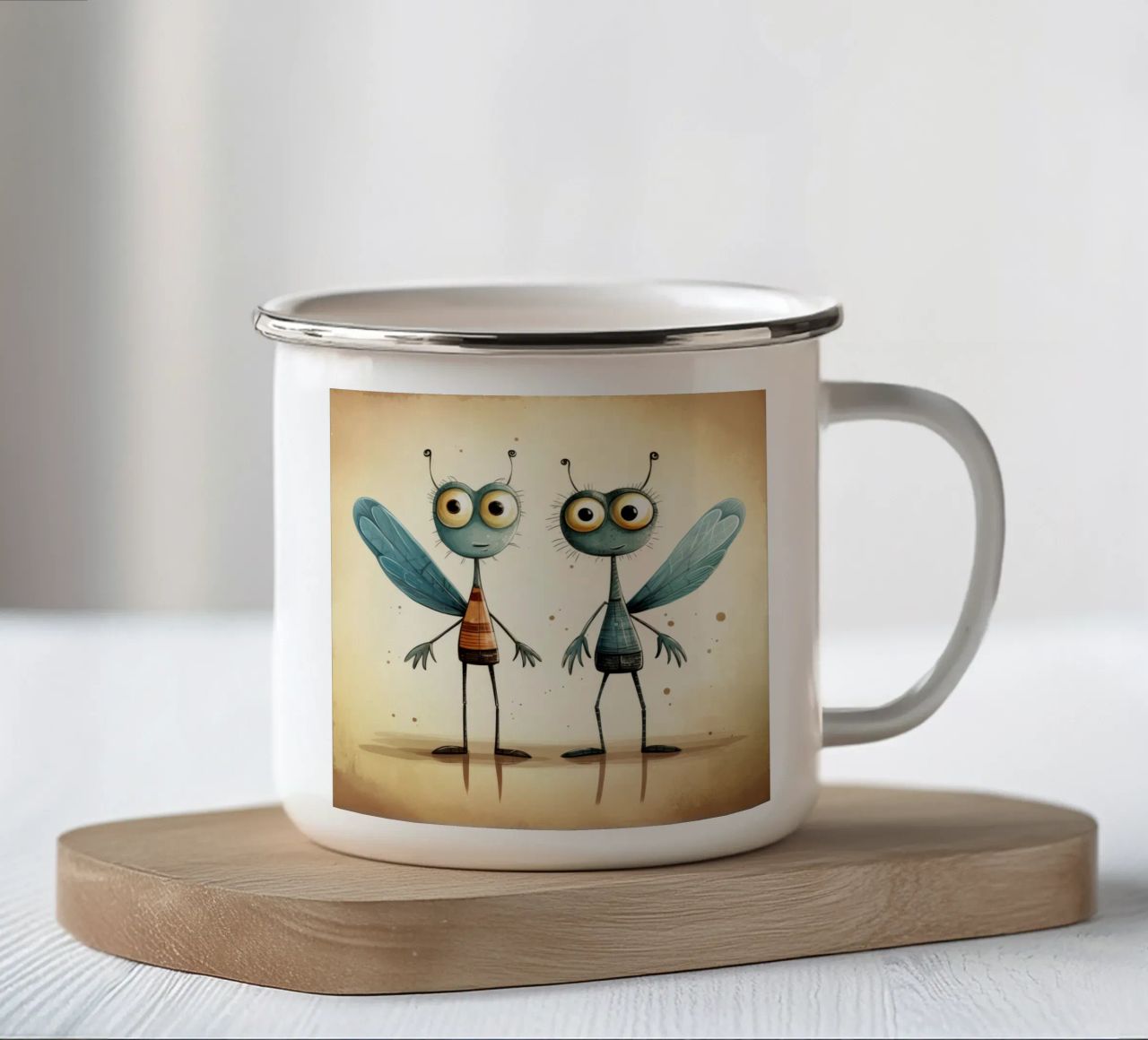 Duo di libellule retrò tazza in smalto da Funny Animals
