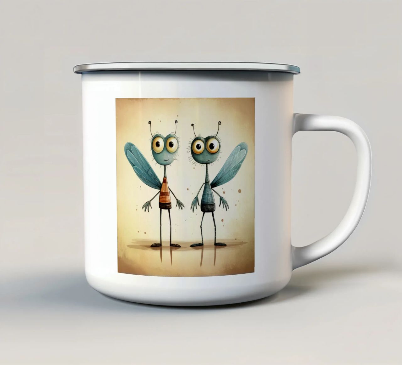 Duo di libellule retrò tazza in smalto da Funny Animals
