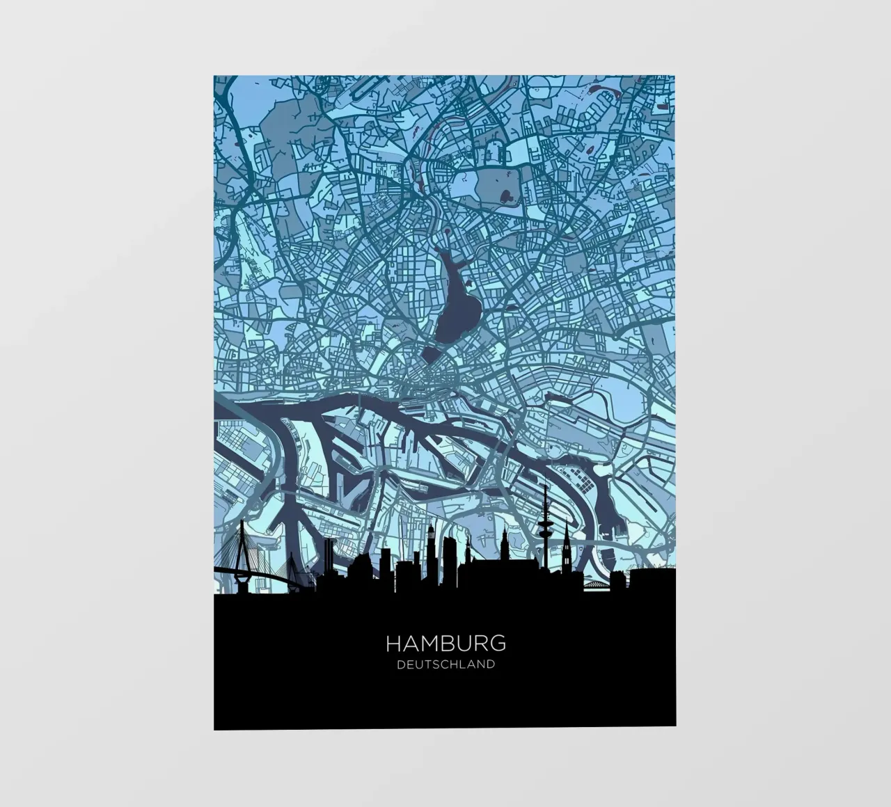 Amburgo Mappa Skyline pellicola backlit da Christopher Adams