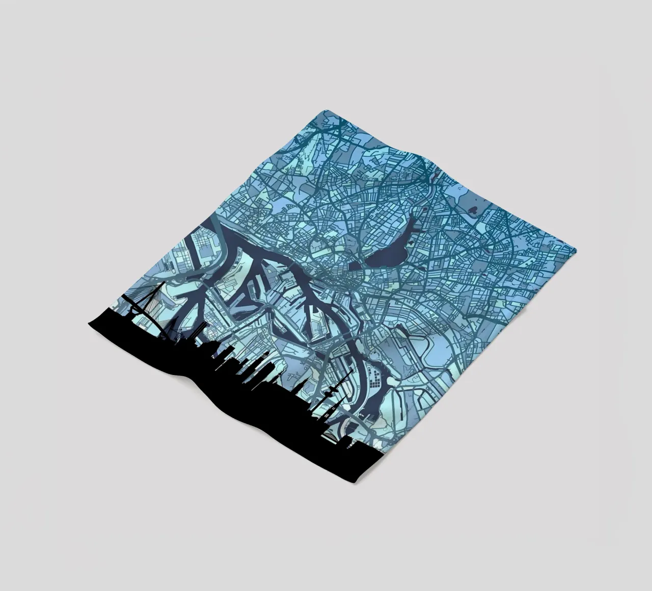 Hamburg Skyline Map fleece blanket by Christopher Adams