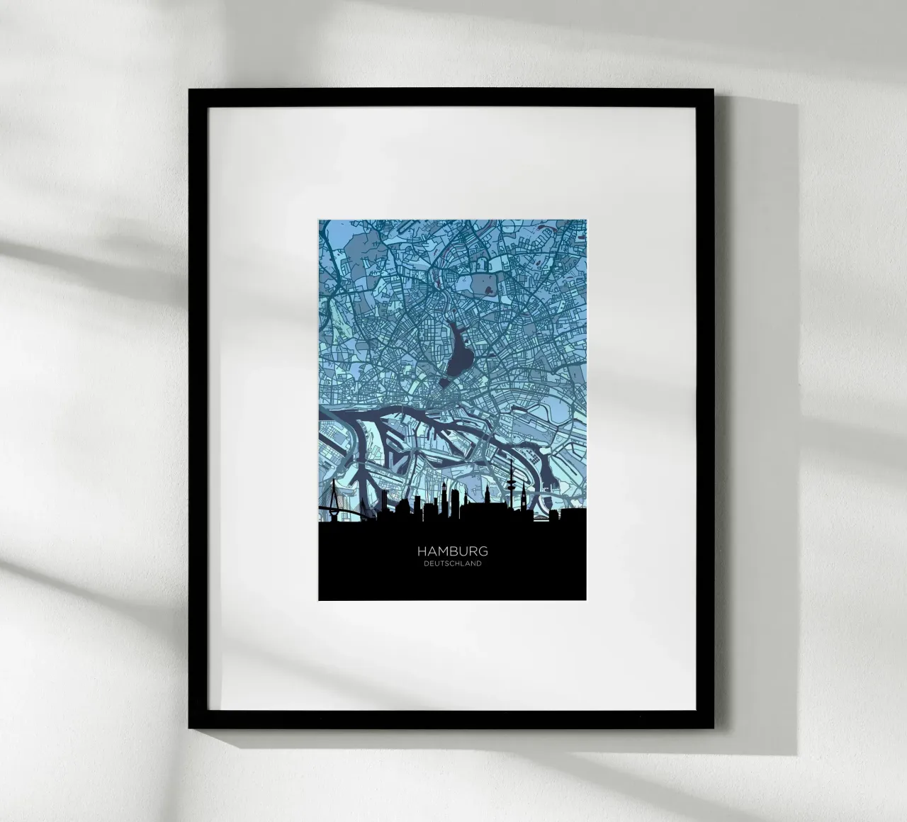 Amburgo Mappa Skyline poster con telaio in alluminio da Christopher Adams