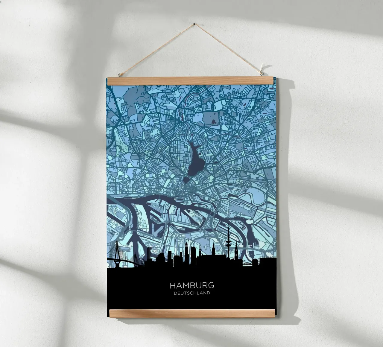Amburgo Mappa Skyline poster con telaio in alluminio da Christopher Adams