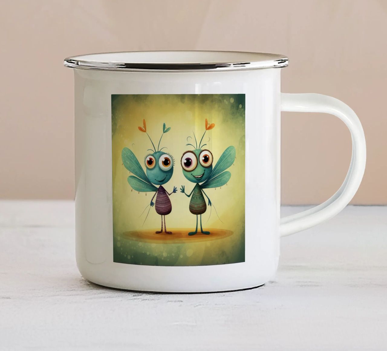 Duo di libellule retrò tazza in smalto da Funny Animals