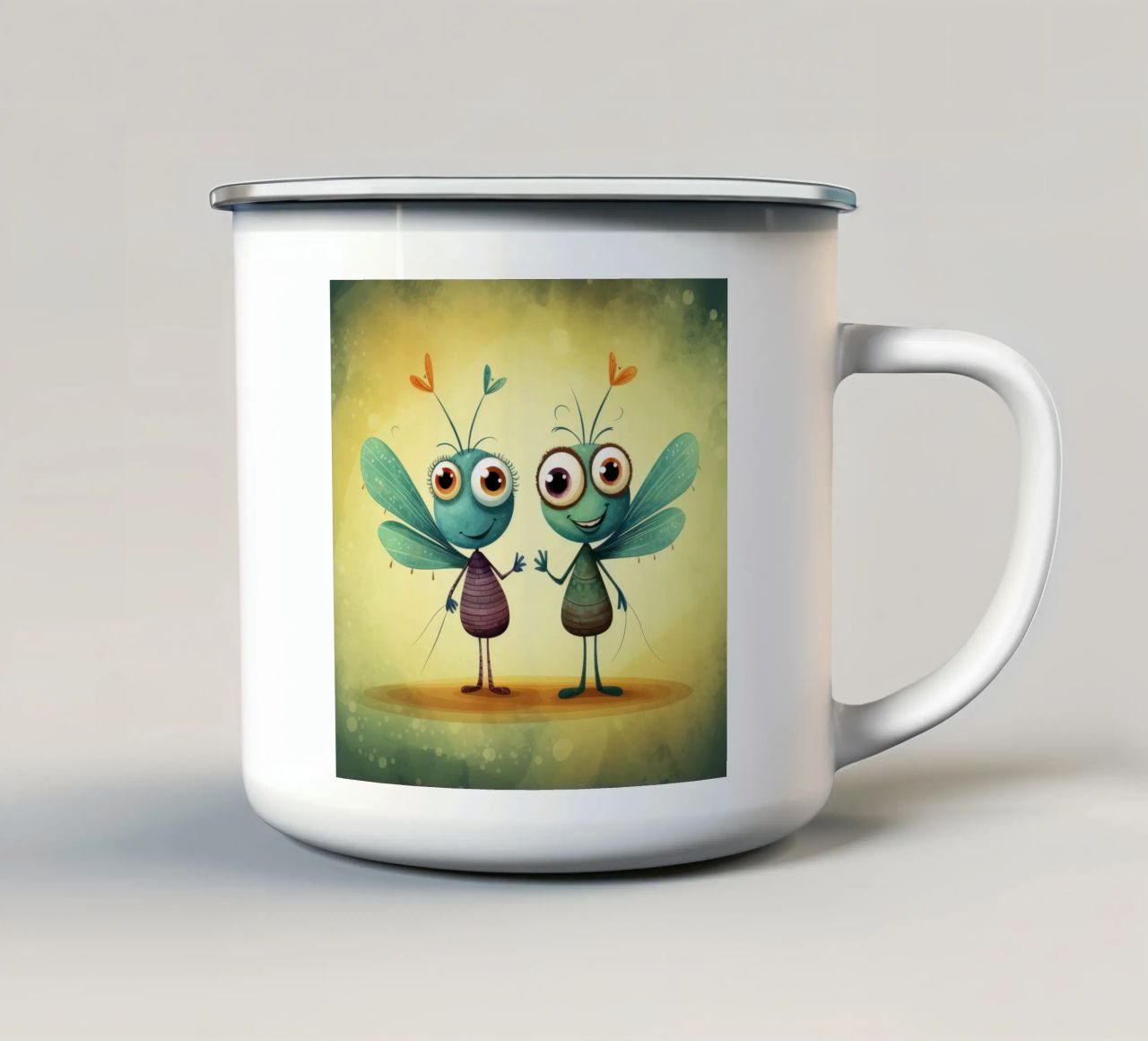 Duo di libellule retrò tazza in smalto da Funny Animals