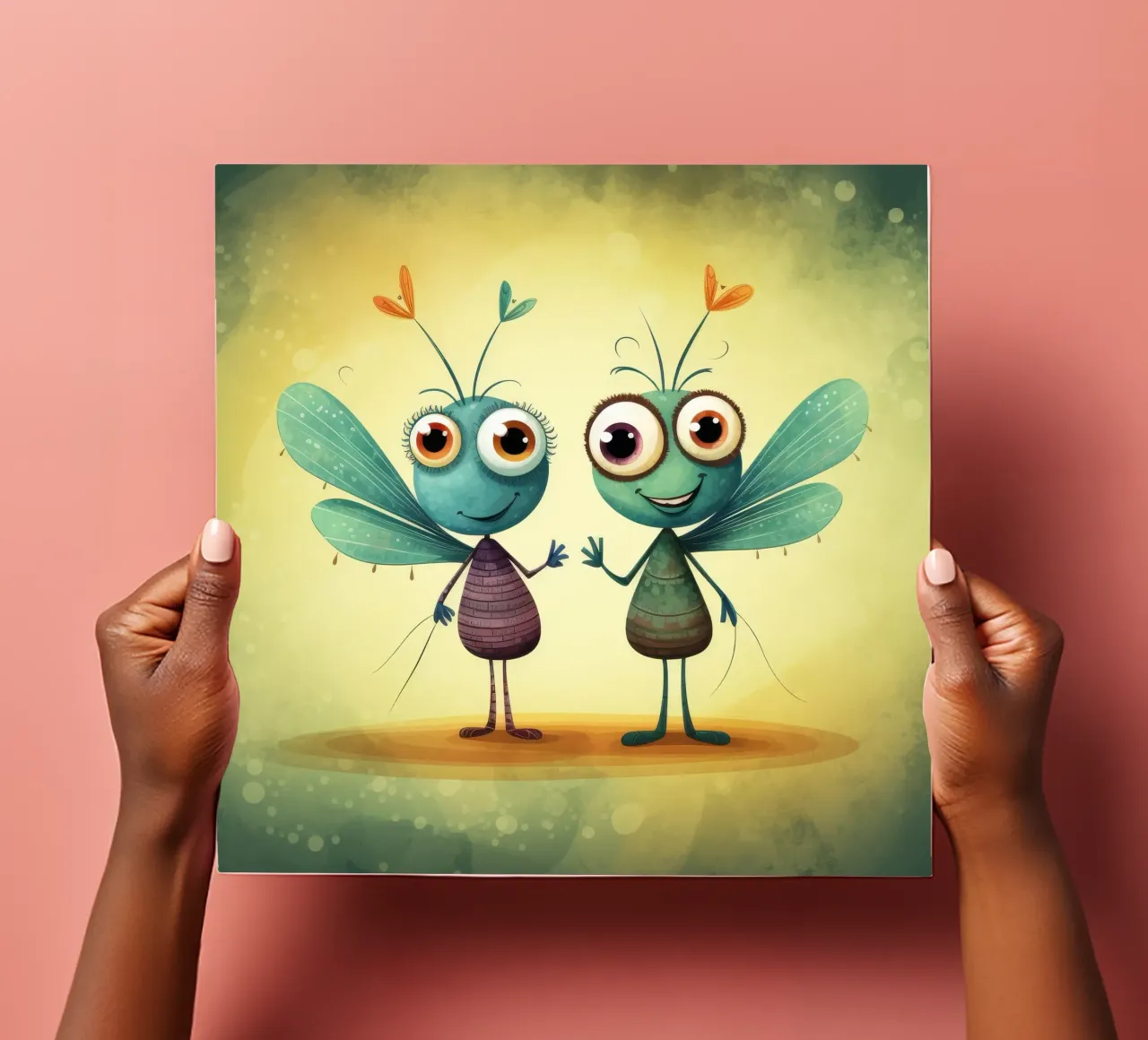 Duo de libellules rétro planche autocollant de Funny Animals