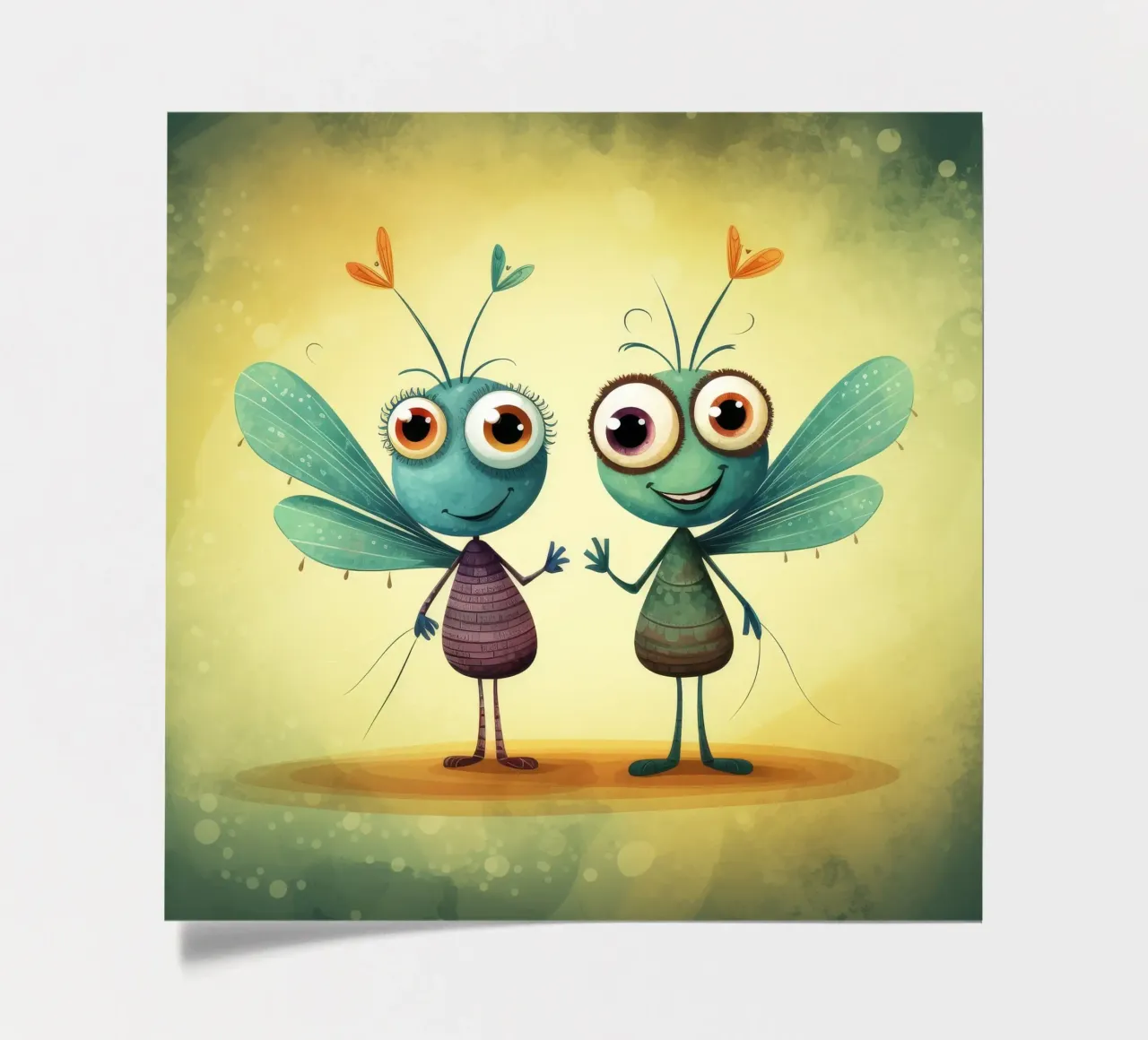 Duo de libellules rétro planche autocollant de Funny Animals