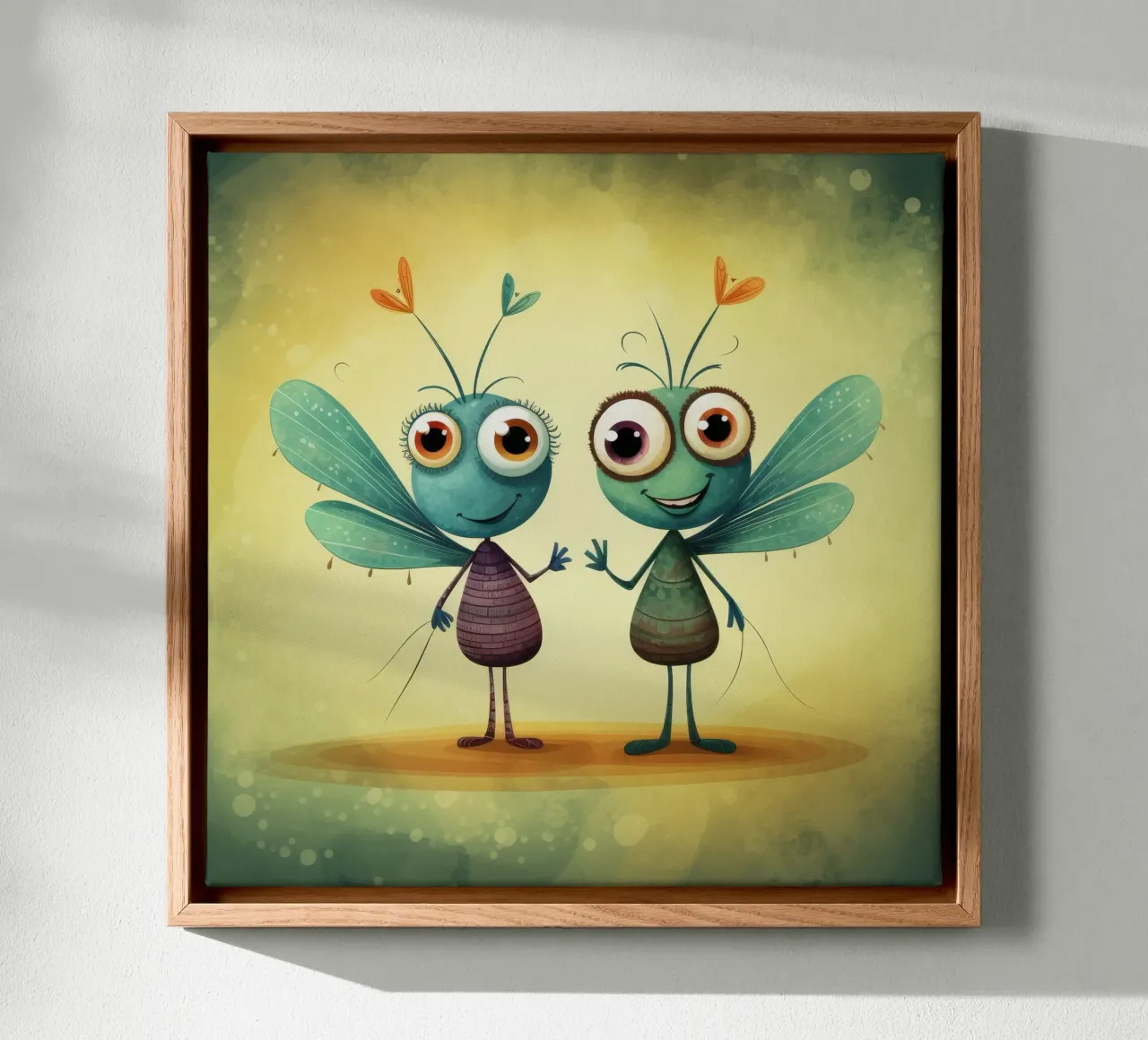Duo di libellule retrò tela con Cornice a cassetta da Funny Animals
