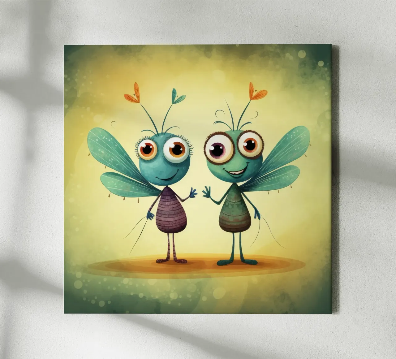 Duo di libellule retrò tela con Cornice a cassetta da Funny Animals