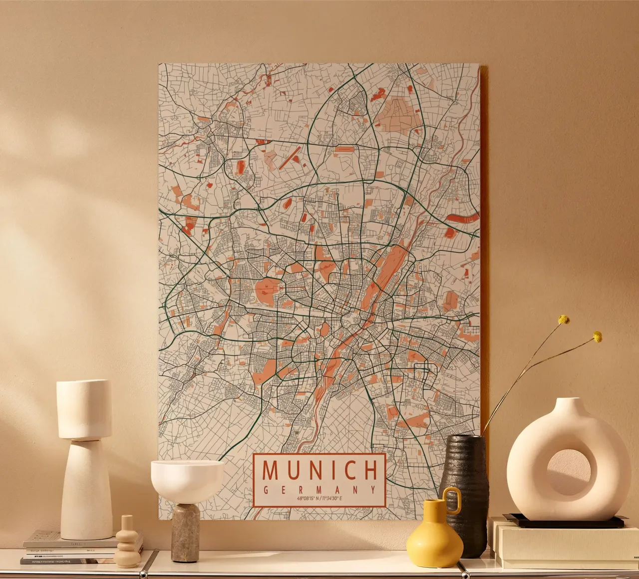 Munich City Map Bohemian forex plate by Christopher Adams