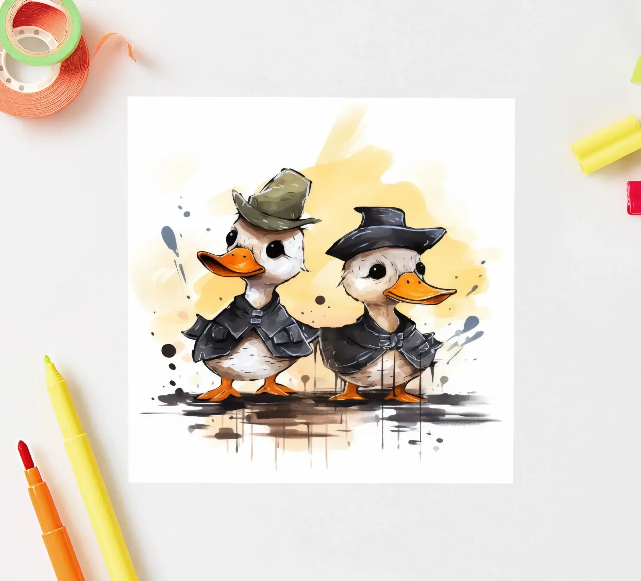 Retro Duck Duo adesivo da Funny Animals