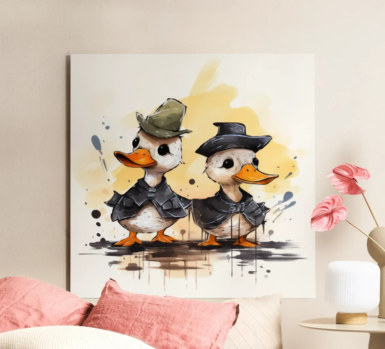 Retro Duck Duo alluminio dibond da Funny Animals