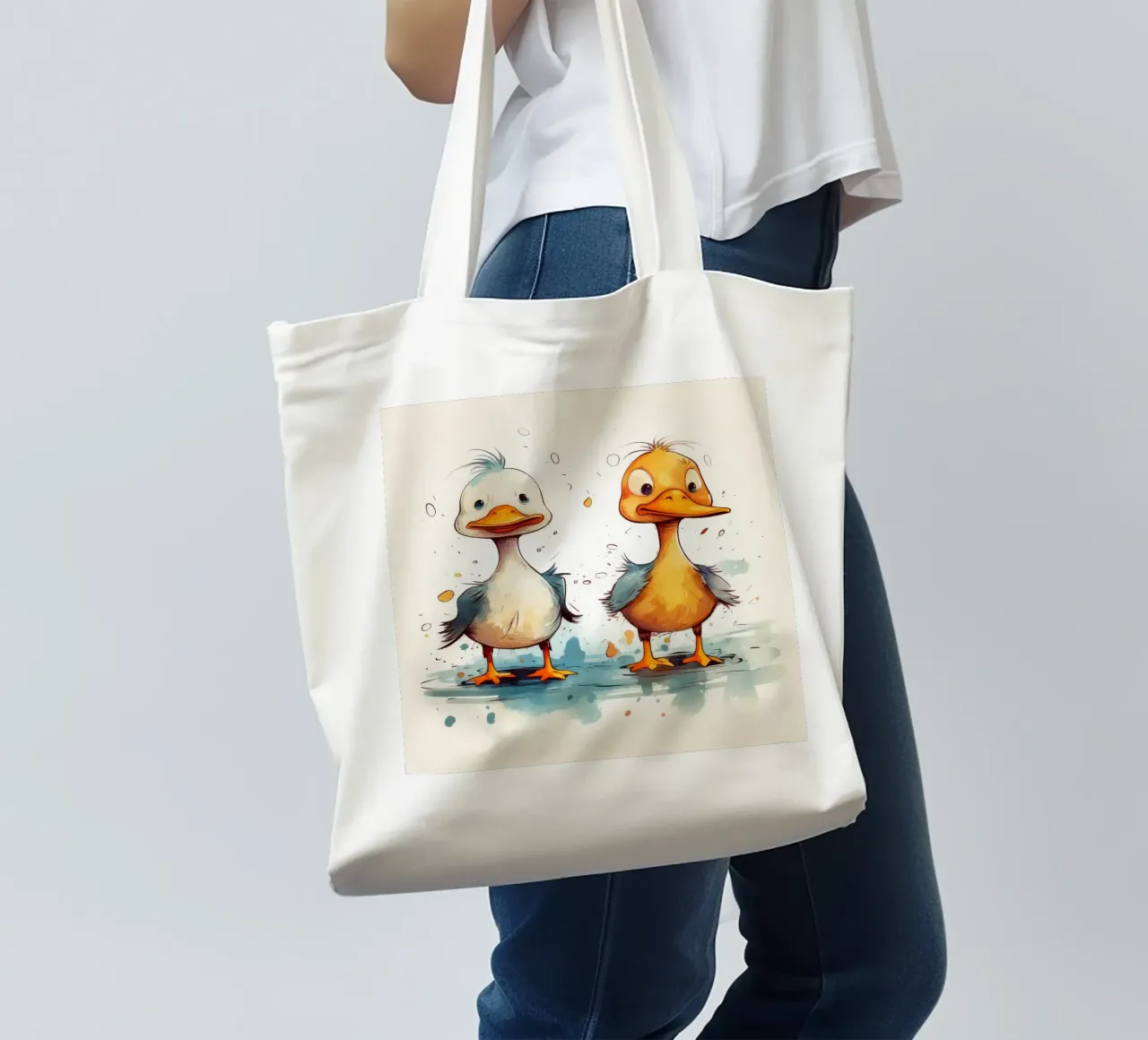 Retro Duck Duo borsa in juta da Funny Animals