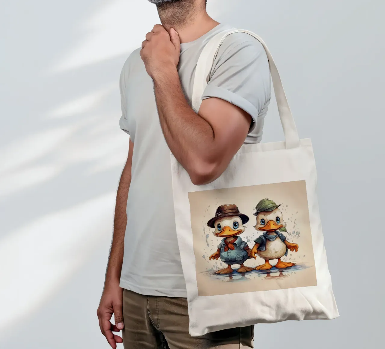 Retro Duck Duo borsa in juta da Funny Animals