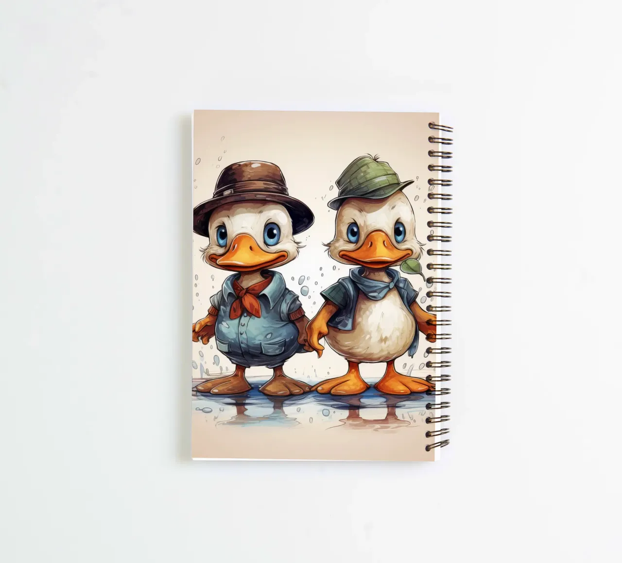 Retro Duck Duo spiral notebook by Funny Animals