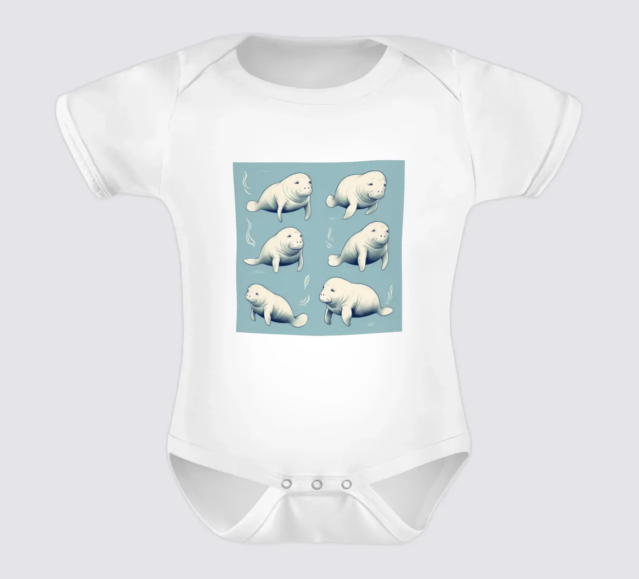 Retro-Dugong-Bande Kurzarm Babybody von Funny Animals