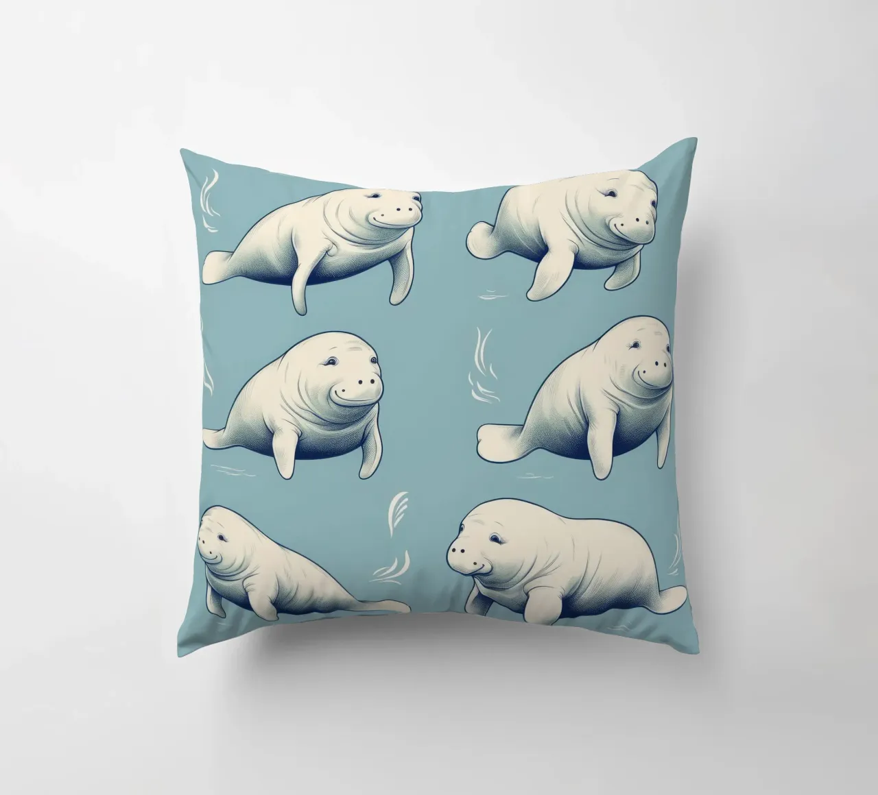 Retro Dugong Gang decorative cushion by Funny Animals