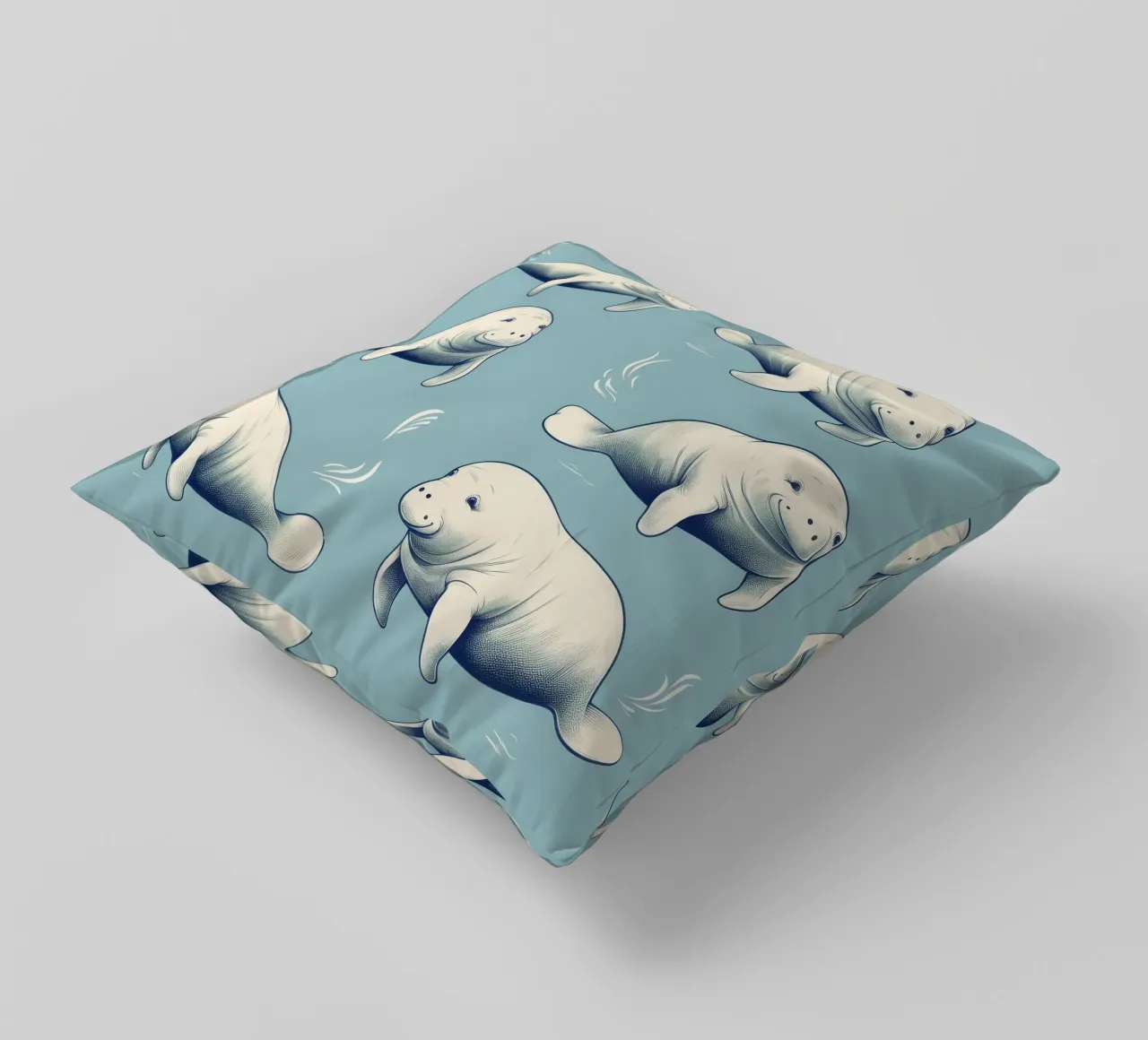 Retro Dugong Gang decorative cushion by Funny Animals