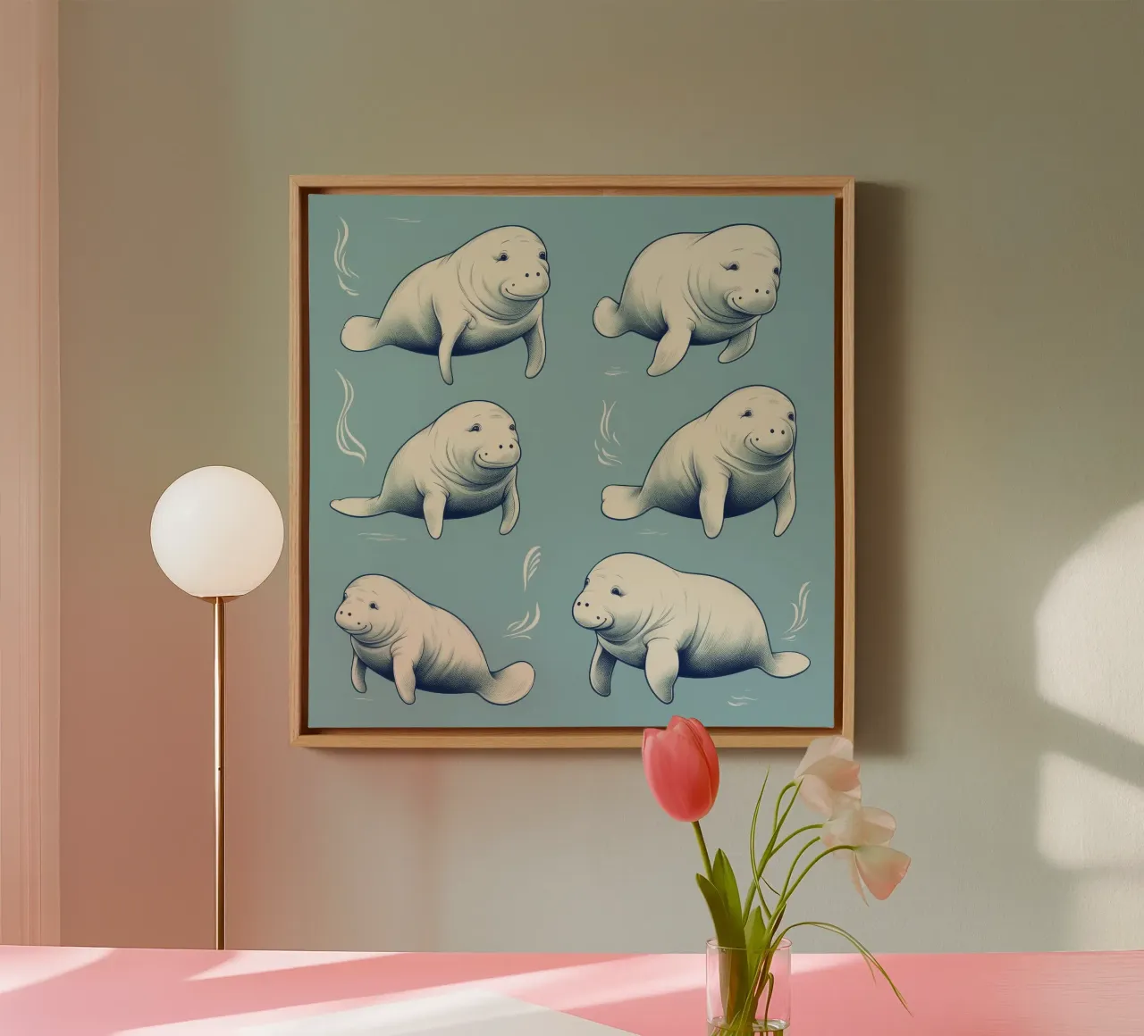 Retro Dugong Gang canvas by Funny Animals