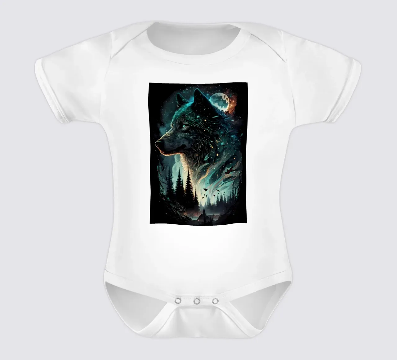 Animale lupo body neonato maniche corte da Pierre Walton