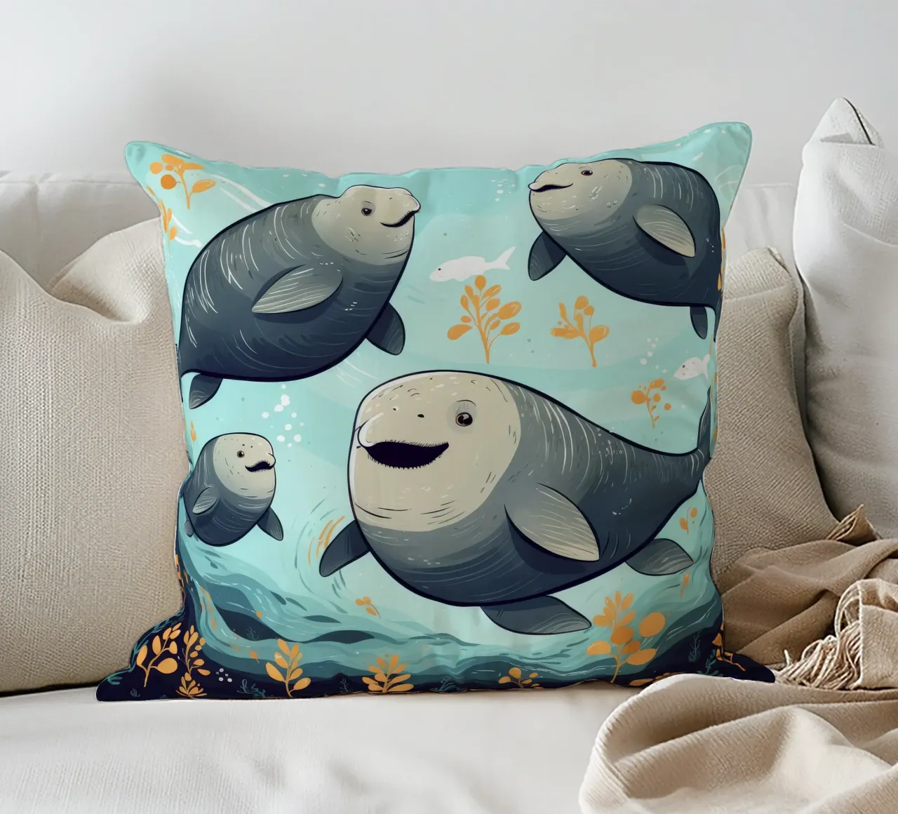 Retro Dugong Gang cuscino da Funny Animals