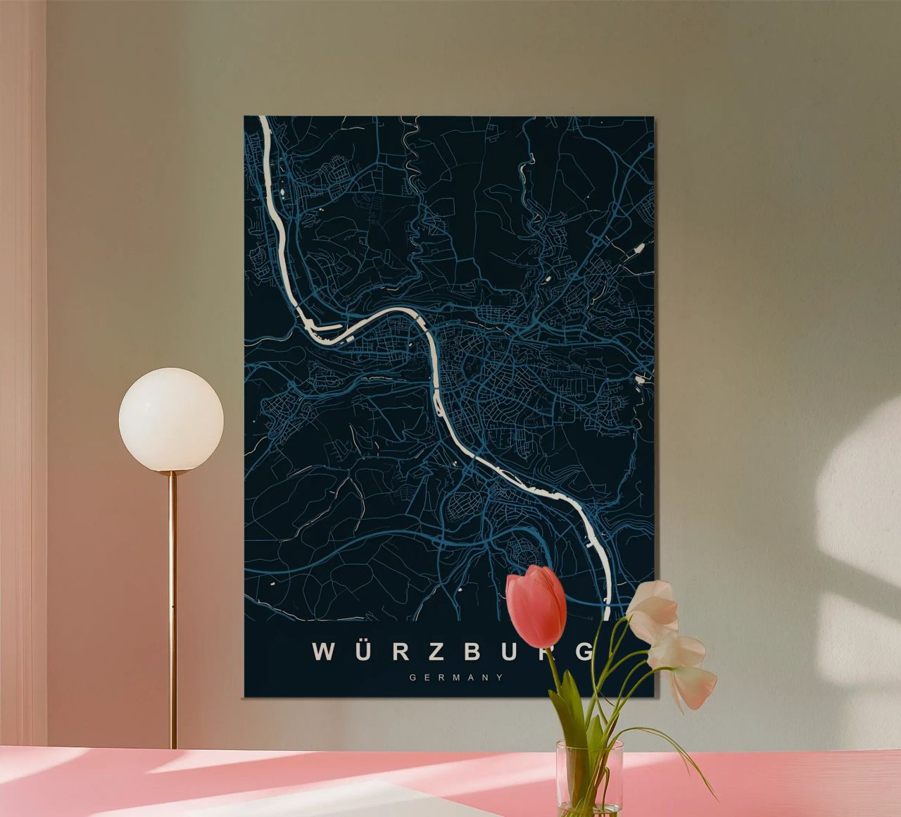 MAP WURZBURG GERMANY Poster von Christopher Adams
