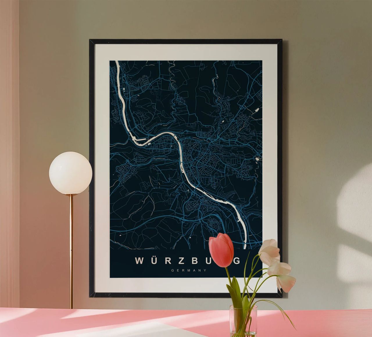 MAP WURZBURG GERMANY Poster von Christopher Adams