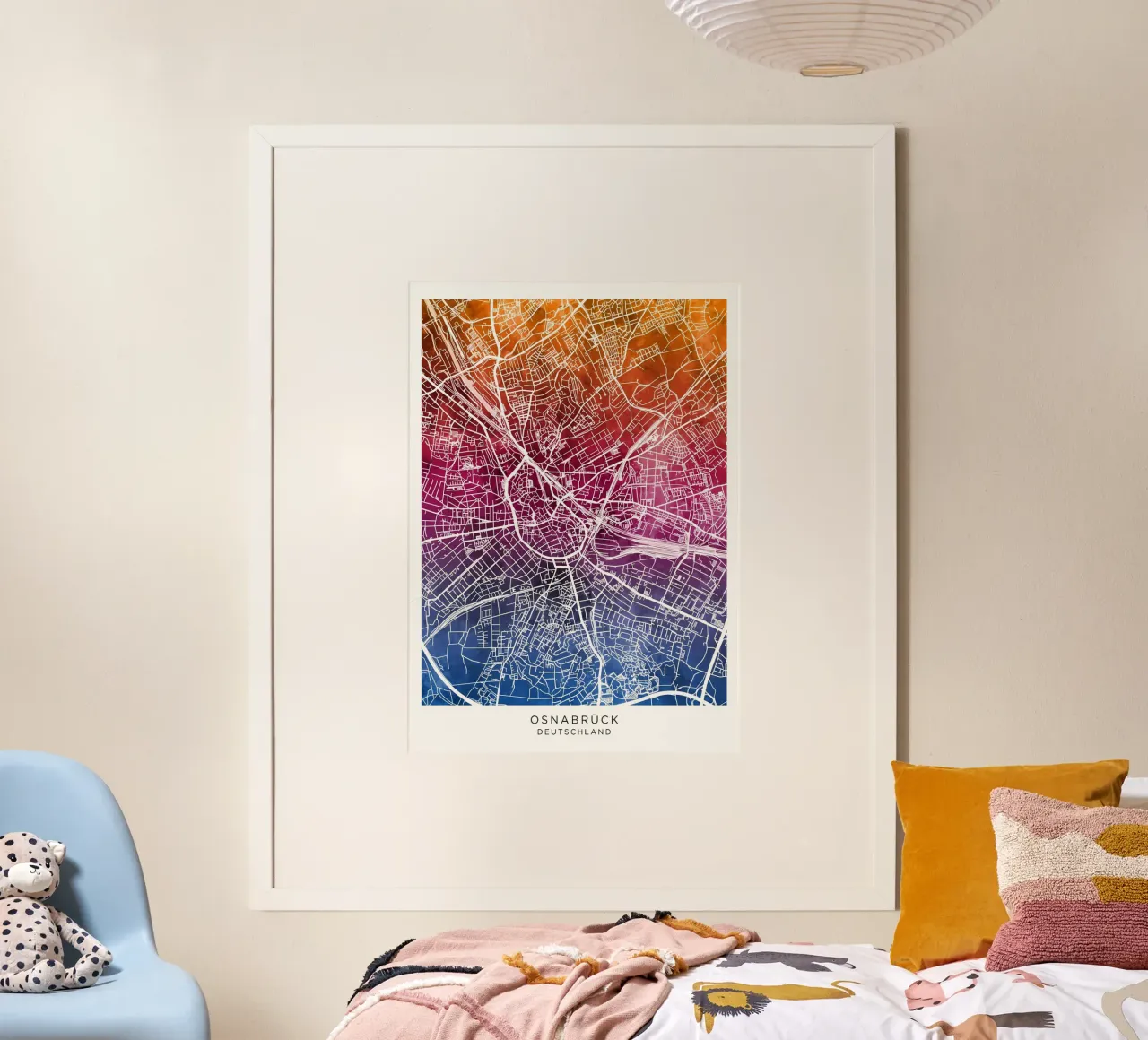 Osnabruck Germania Mappa poster con telaio in alluminio da Christopher Adams
