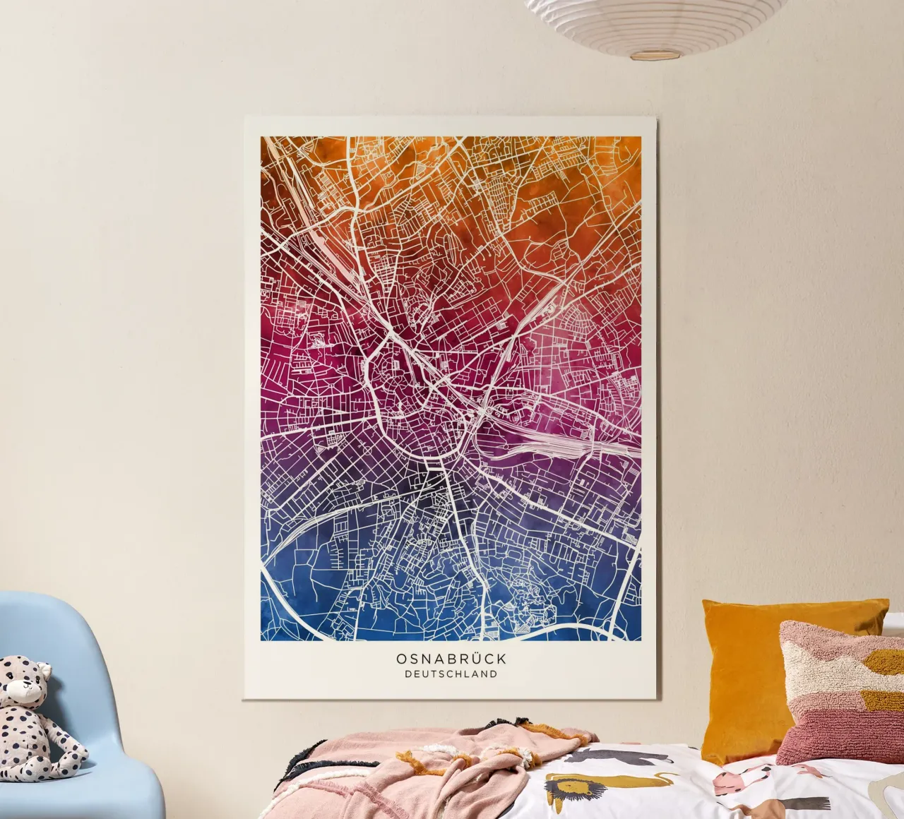 Osnabruck Germania Mappa poster con telaio in alluminio da Christopher Adams