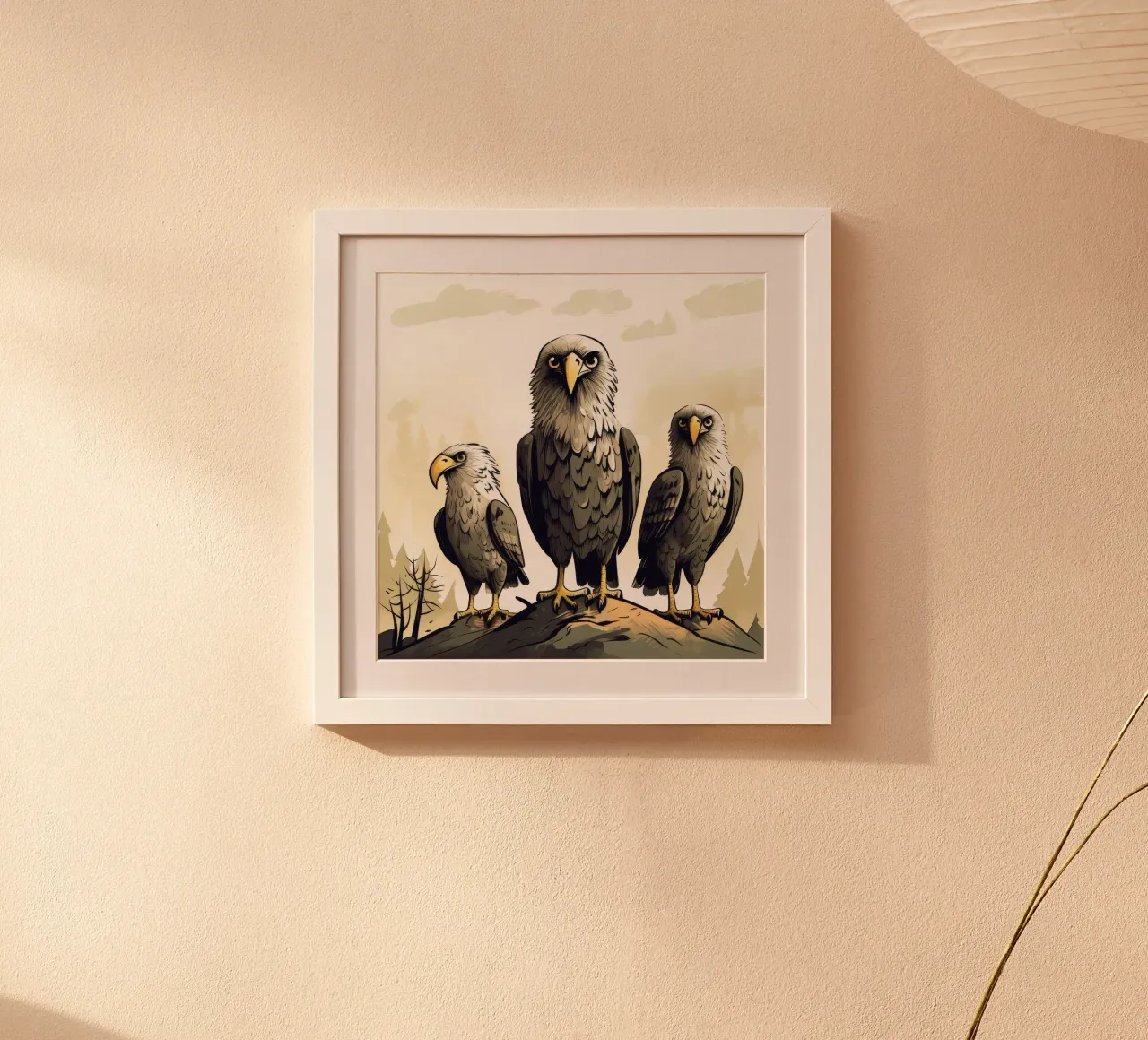 Gang di aquile retrò poster con telaio in alluminio da Funny Animals