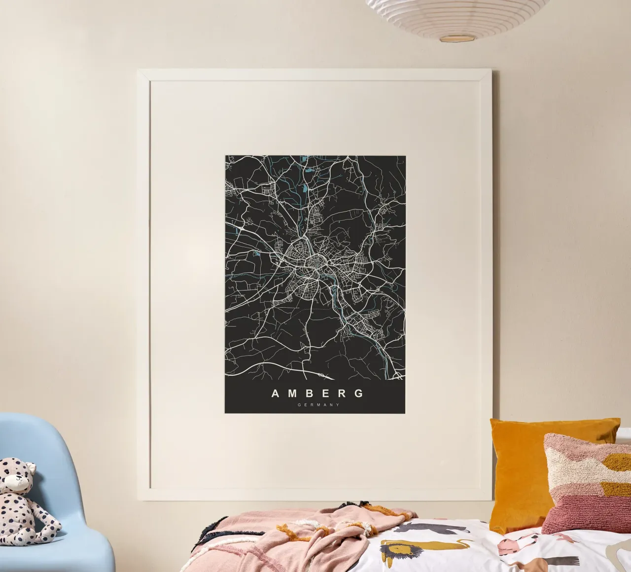 AMBERG TEDESCO Mappa poster con telaio in plastica da Christopher Adams