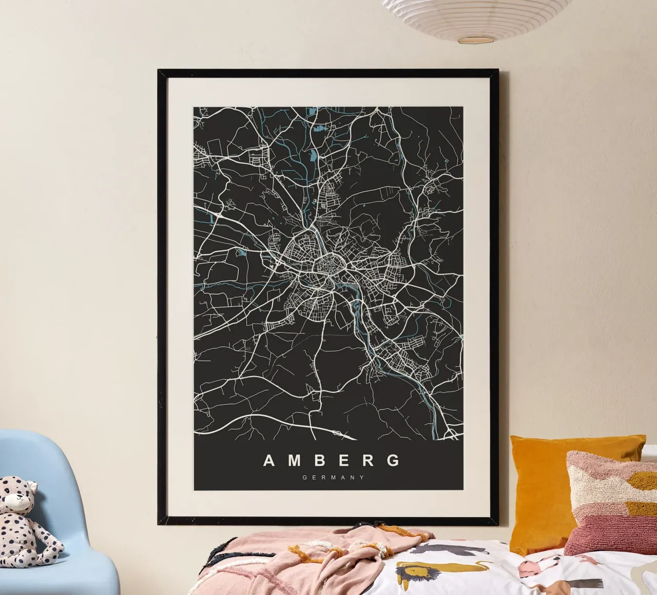 AMBERG TEDESCO Mappa poster con telaio in plastica da Christopher Adams
