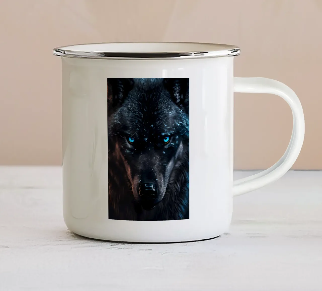Animale lupo tazza in smalto da Pierre Walton