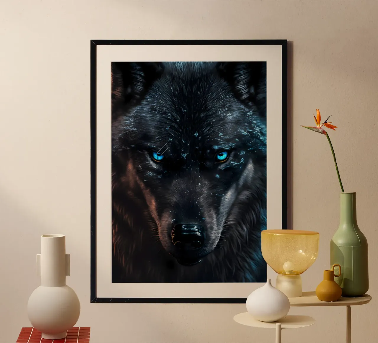 Animale lupo poster con telaio in plastica da Pierre Walton