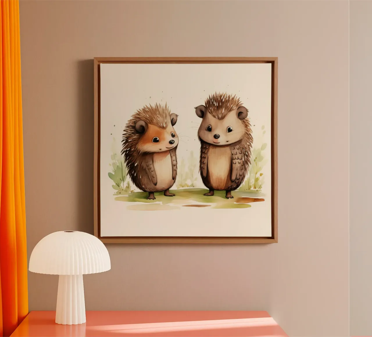 Retro Echidna Duo canvas met Baklijst van Funny Animals