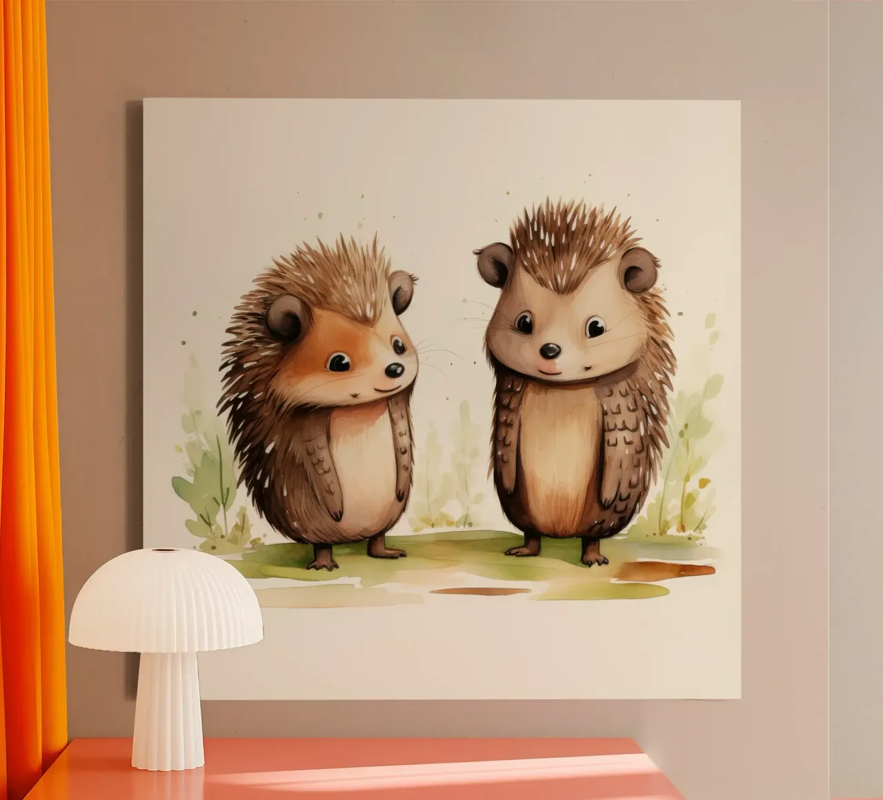 Retro Echidna Duo canvas met Baklijst van Funny Animals