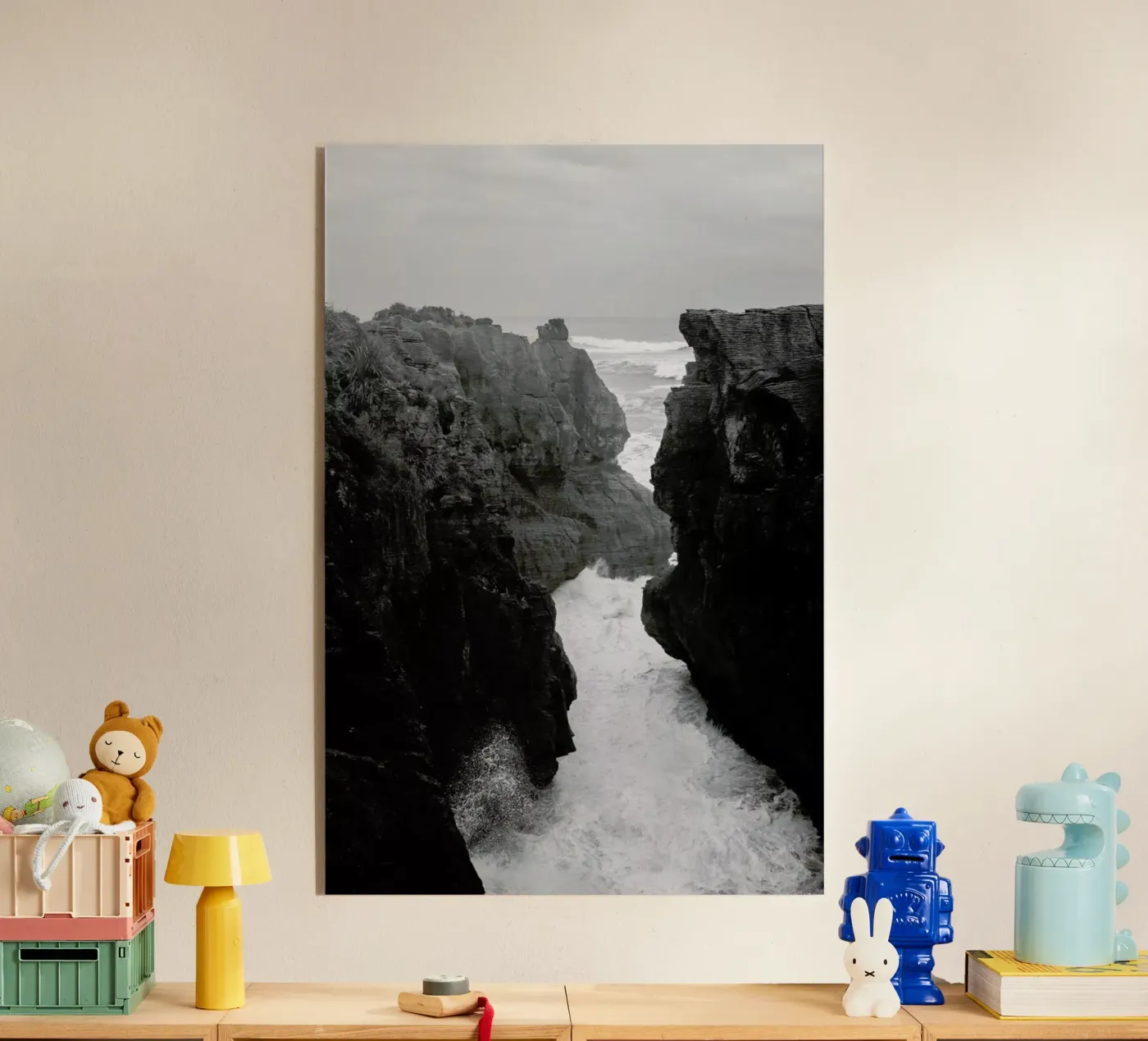 Pancake Rocks – Schwarzweißes Naturwunder Acryl-Glas von Jan Luzar