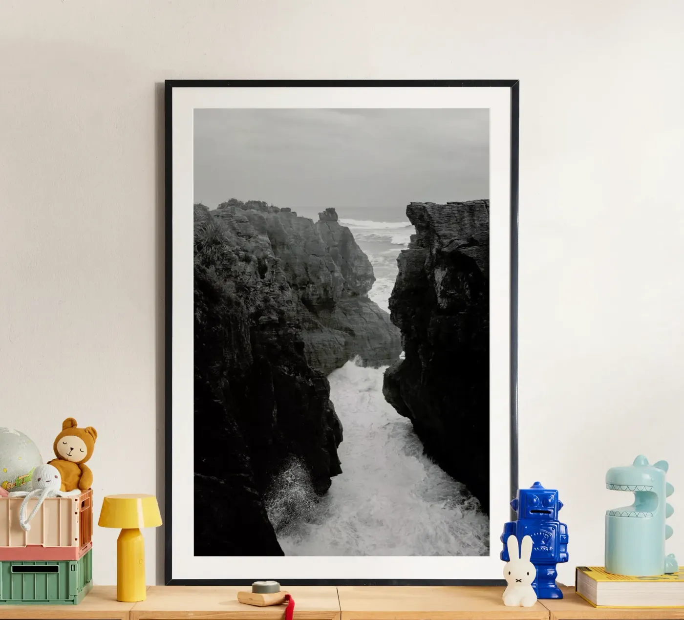 Pancake Rocks – Zwart-wit natuurwonder poster van Jan Luzar