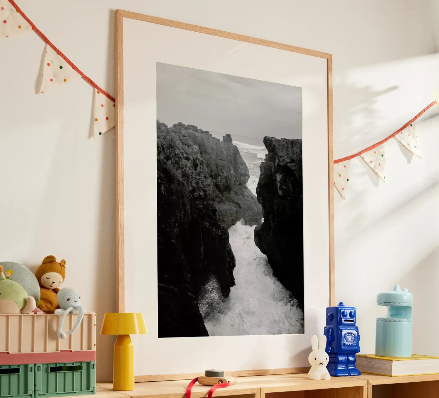Pancake Rocks – Zwart-wit natuurwonder poster van Jan Luzar