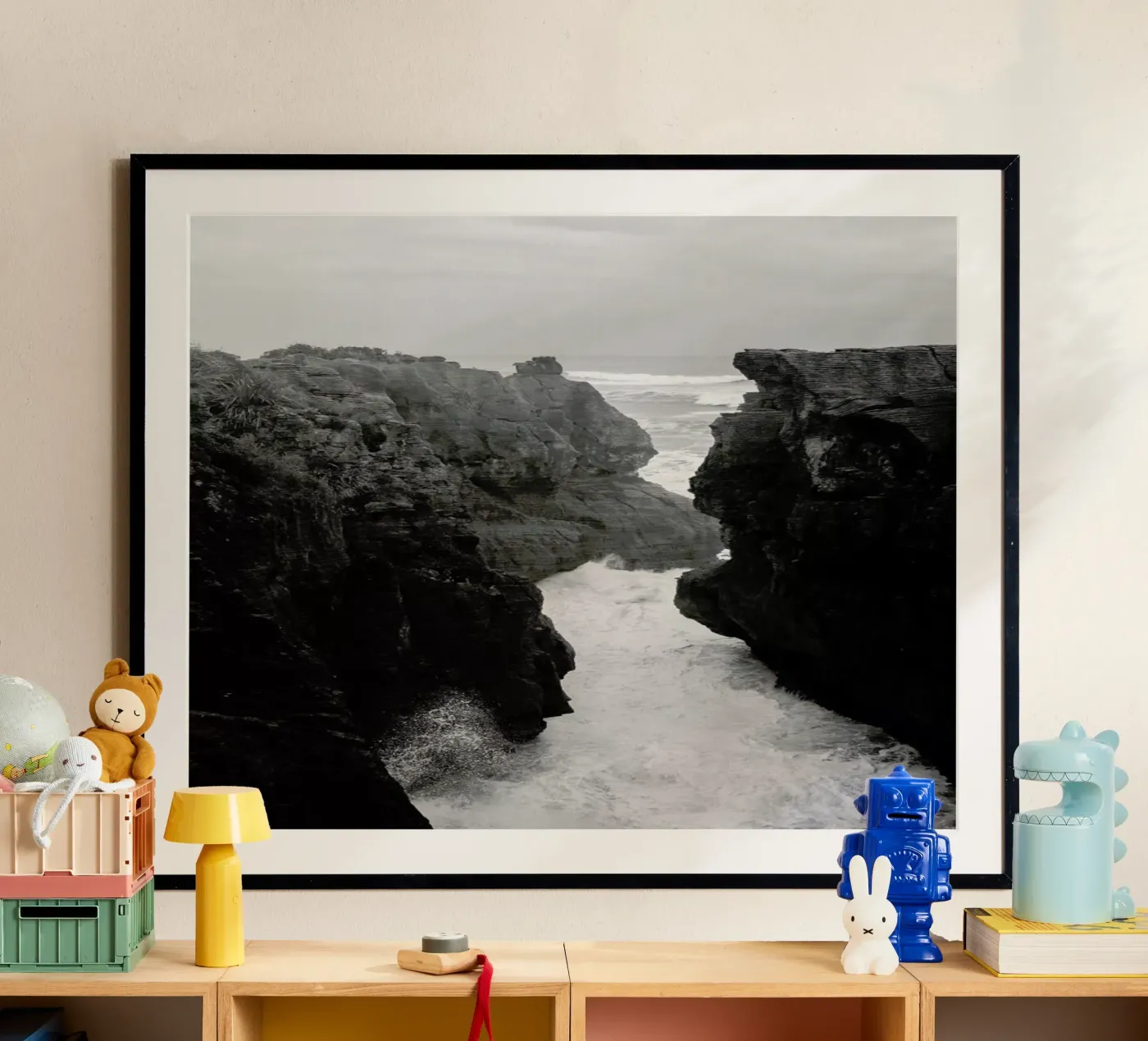 Pancake Rocks – Zwart-wit natuurwonder poster van Jan Luzar