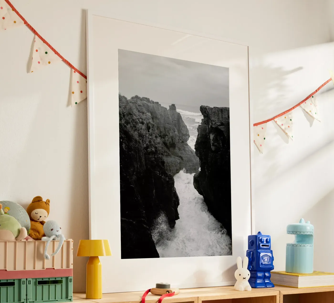 Pancake Rocks – Zwart-wit natuurwonder poster van Jan Luzar